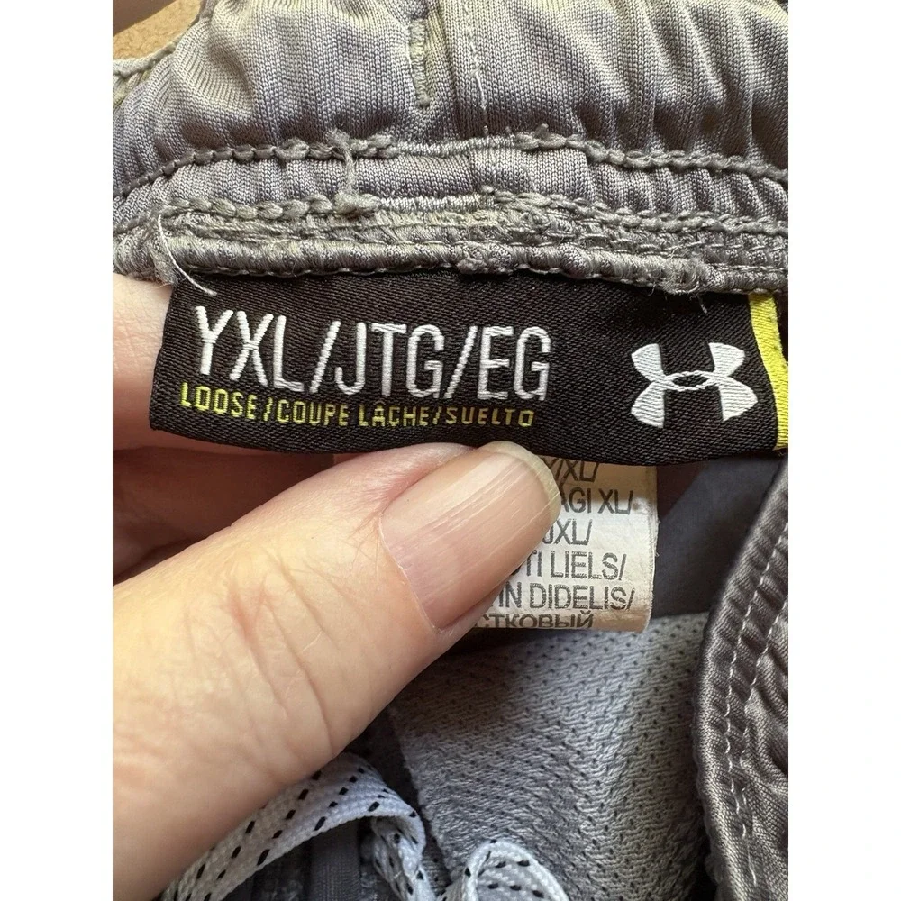Under Armour Gray Blue‎ Athletic Shorts Youth XL Loose HeatGear Basketball Gym